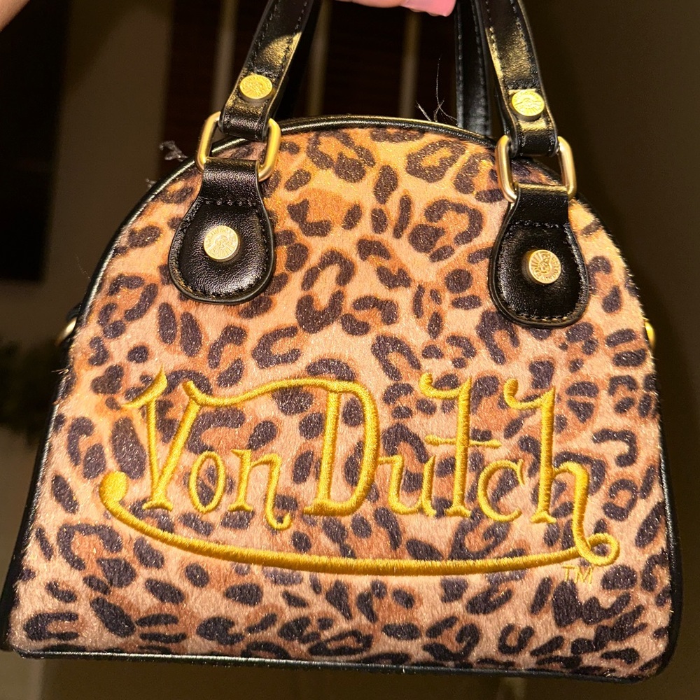 Von Dutch Mini Bag with Leopard and Black Accents